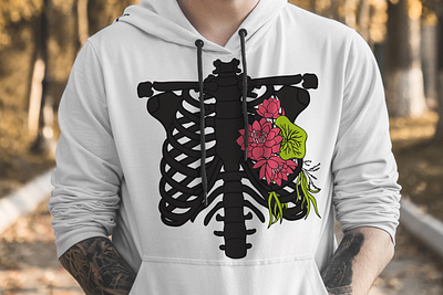 Skeleton torso flower graphic design skeleton torso flower