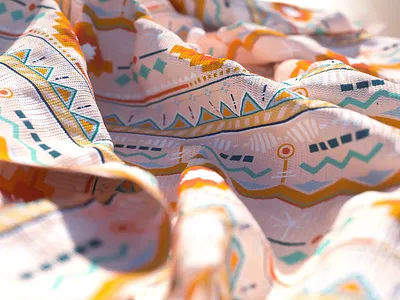 Memphis Style Fabric 3d 3dsmax blender branding c4d cgi cinema4d cloth design fabric graphic design memphis mockup pattern render
