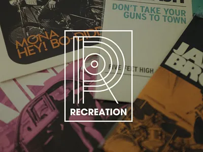 Recreation Records album cover branding design illustration logo monoline records type typography vector vinyl