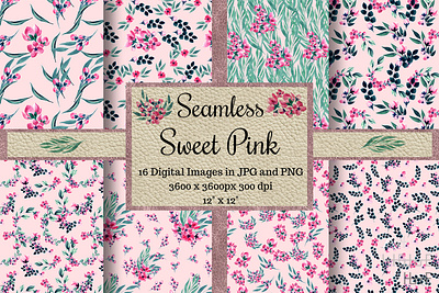 Seamless Sweet Pink Watercolor Flower Patterns design floral graphic design illustration pattern seamless seamless pattern texture watercolor watercolor flower