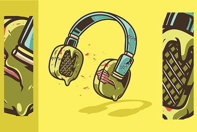 Zombie Headphone artwork cyberpunk design graffiti headphone horror illustration movie retro streetart vector zombie