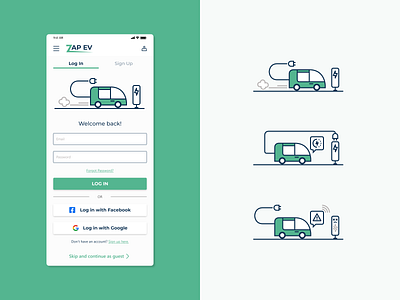 ZapEV | EV Charging Station Finder Illustrations design electric vehicle illustration ui ux web app