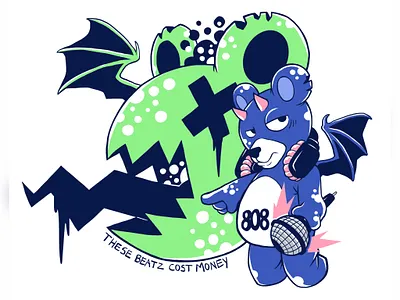 808 Bear design illustration logo music