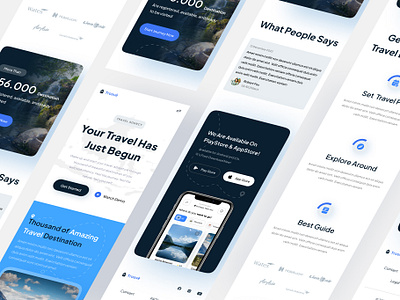 Troovē - Landing Page Mobile Responsive adventure android app design flutter indonesia ios mobile tourism travel travel app traveler traveling trip ui uiux