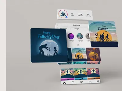 Father's Day Social Media Post design digital illustration fathers day flat illustration illustration digital minimal social media post vector