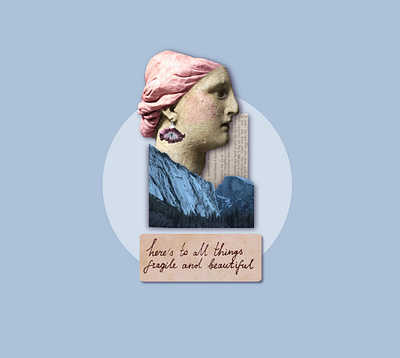 To All Things Fragile and Beautiful antique collage digital art digital collage fragile mountains peace peaceful retro sculpture statue woman