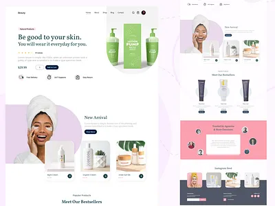 Beauty - Cosmetics Landing Page beauty beauty cosmetics landing page beauty product beauty website branding cosmetic cosmetics cosmetics store ecommerce graphic design landing page nature product design product page scincare skin skincare brand skincare cosmetic ui website