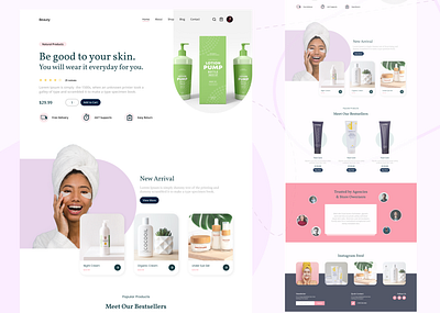 Beauty - Cosmetics Landing Page beauty beauty cosmetics landing page beauty product beauty website branding cosmetic cosmetics cosmetics store ecommerce graphic design landing page nature product design product page scincare skin skincare brand skincare cosmetic ui website