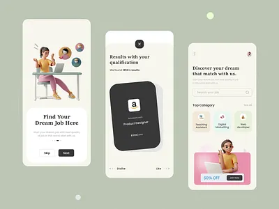 Mobile App Design. app app design clean design design ios job job solution minimal mobile mobile app mobile design search job trendy ui uiux ux