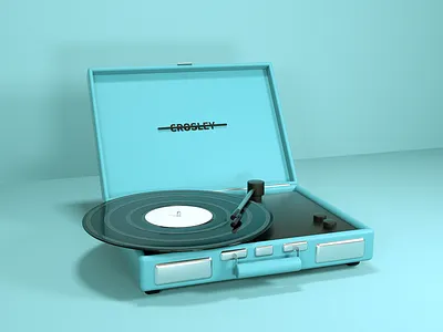 3D Retro Record Player 3d 3d design 3d designer art black blue branding cinema 4d colour design disc music gifts graphic design illustration phonograph retro record player ui