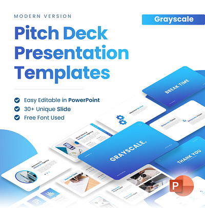 Grayscale - Multipurpose Business Presentation Template blue business corporate google slides gradient grayscale keynote landing page modern powerpoint presentation template ui website white