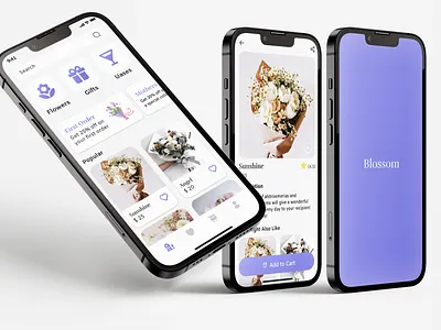Daily UI Challenge #14 Flowers Mobile App app blossom chalenge dashboard delivery design flowers market mobile mocup ui
