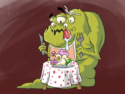 tooth caries at restaurant illustration kidsbook