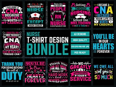 Nurse T-Shirt Design Bundle branding design graphic design illustration nurse nurse t shirt design t shirt thanksgiving t shirt tshirt