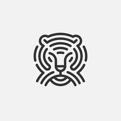 Tiger Tech Logo animal finger print hand head line art linear minimalist network sports tech tiger wifi