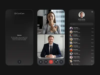 Counseling app β Video Calls app branding camera chat dark design discuss figma interface minimal mobile product skype ui ux video video call video chat voice zoom