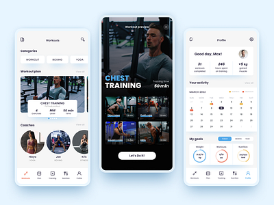 Workout app Design - Mobile App app design fitness graphic design interface mobile mobile app motivation popular training traker ui ux workout