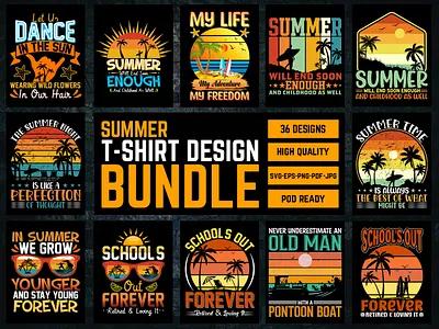 Summer T-Shirt Design Bundle graphics design summertime van life t shirt