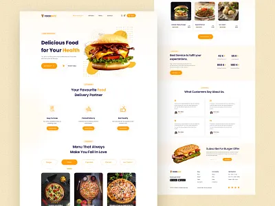 FoodBuzz- Food landing Page app landing best food burger cooking delivery service eating food food and drink food app food delivery service food order healthy landing page restaurants trendy typography ui uiux web design