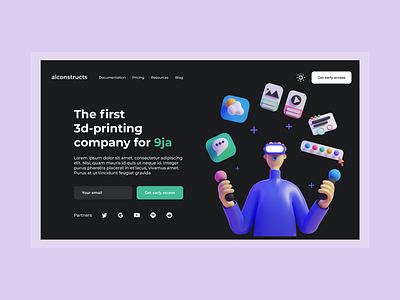 aiconstructs 3d design figma illustration ui website