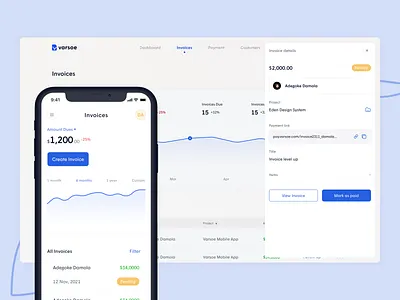 Varsoe - Invoice Details details invoice invoices modal payment side modal sidebar ui ux