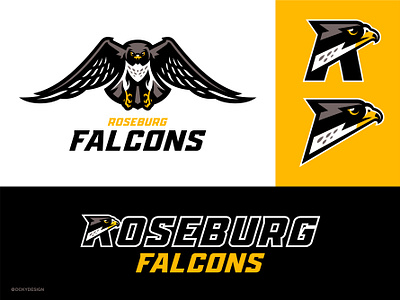 ROSEBURG FALCONS baseball branding design esportlogo esports falcons falcons logo falcons mascot football lofo football mascot gaminglogo illustration logo mascot mascot logo sports brand sports branding sports design sports logo ui