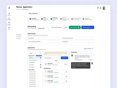 Onboarding Page - KYC Forte crm form know your customer kyc onboarding submission ui user experience