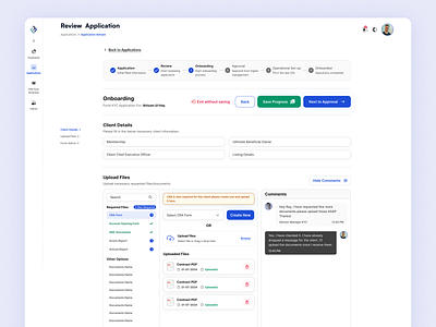 Onboarding Page - KYC Forte crm form know your customer kyc onboarding submission ui user experience