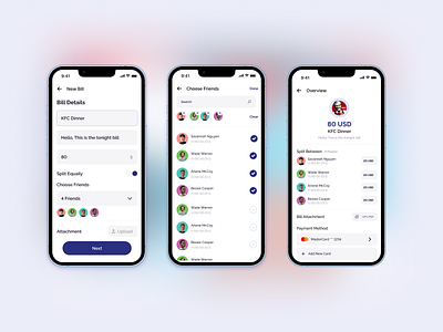 Payment Split Bill app design bill checkout figma friends kfc mock up payment payment share simple split ui user interface ux