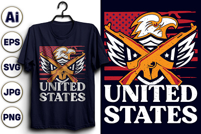 UNITED STATES GUN TSHIRT DESIGN. 4th of july shirt design