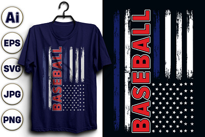 T-SHIRT American Flag Baseball Apparel - baseballforlife