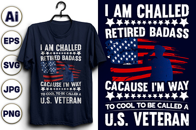 I AM CALLED RETIRED BADASS USA T-SHIRT DESIGN BLUE 4th of july shirt design