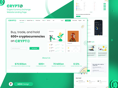 Crypto Exchange Website Landing Page branding design landing page product design typography ui ui ux ux web website