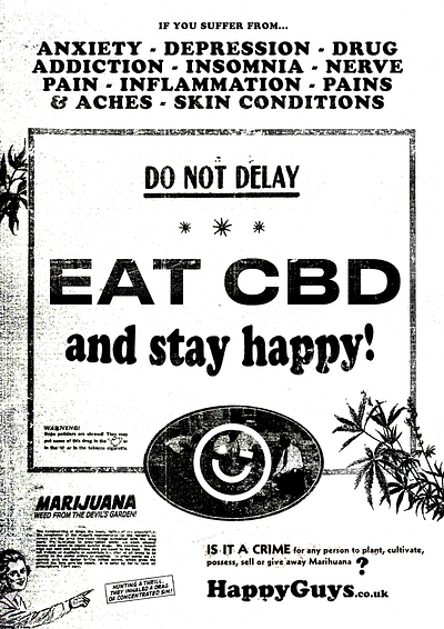 Eat CBD. Stay Happy. cannabis cbd marijuana poster print texture