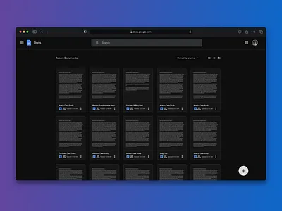 Google Docs ( Night mode Exploration) dark mode dashboard docs flat google product ui ux