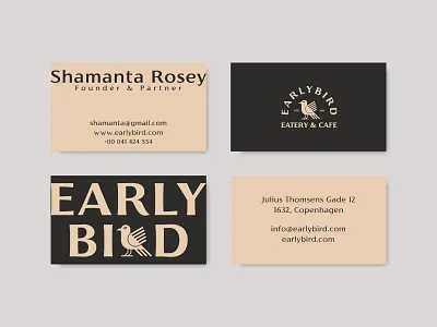 Early bird business card brand branding business card corporate design early bird identity illustration logo logos mark mascot minimal modern print restaurant stationery type typeface typography