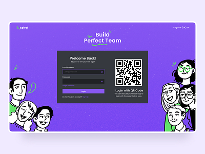 Spiral ™ - Login design landing page login using scan register scanlogin signin signup ui ux