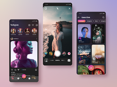 Redesign Instagram Effect Library android android app design app app design app ui design application dark dark mode design illustration instagram ios minimal mobile mobile app mobile applications design scan simple ui ux