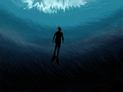 Free Diver digital painting graphic design