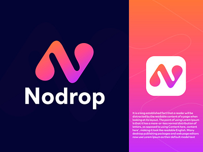 Nodrop Logo - Modern N Letter Logo - N Logo abstract logo app icon logo brand branding drop ecommerce gradient identity letter n logo logo design logotype minimal minimalist logo modern logo monogram n o p q r s t u v w x y z symbol technology typography