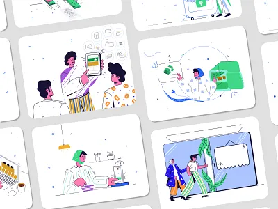 illustrations pack 2d art bank buy character characterdesign design flat graphic design illustration illustrator pack paint ui vector woman