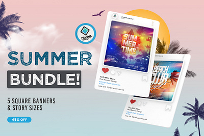 45% OFF | 5 Summer Instagram Banner Templates banner design instagram psd summer banners summer flyer template