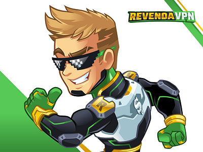 RevendaVPN - Hero Mascot brand character brand mascot character design character logo hero logo hero mascot logo design mascot mascot design mascot logo vpn logo vpn mascot