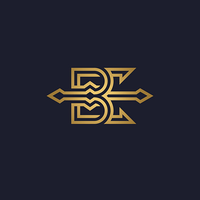 B or BE Trident Logo b be beach e gold king letter luxury ocean poseidon trident water wave