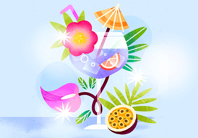 Tropical Bloom 2d art art artist artwork daily illustration design drawing dribble flat illustration flower cocktail flowers illo illustration inspiration procreate raster summer vibe texture tropical vector