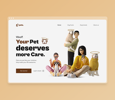Pets landing page figma hero section interface landing page ui web