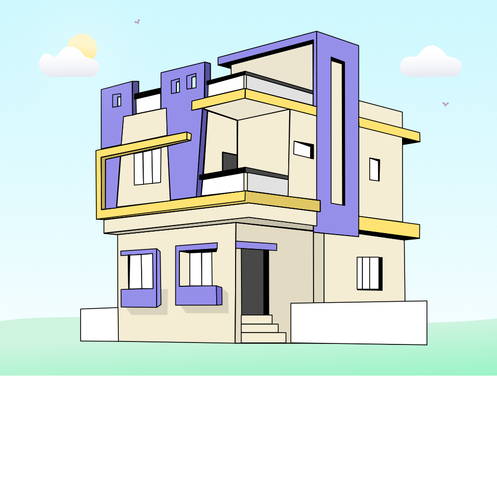 Isolated Home 3d elevation architect architecture blue cloud exterior home house illustration paint vector vector illustration