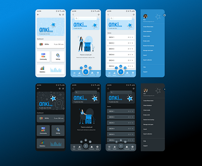 Ankidroid Mobile Application Redesign - light mode & dark mode design ui ux