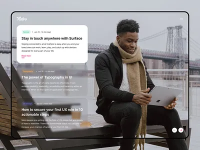 Flatro - Design Magazine Main Screen article blog clean clean design creative design design interface journal magazine news publication read typography ui ux web design website