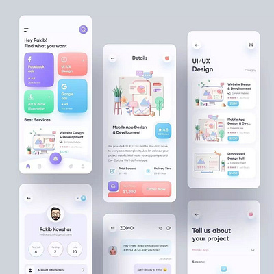 Services App Design Concept animation app design branding design ecommerce app food app free designs illustration logo ui